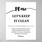 laten we het schoon houden | Houd badkamer schoon Poster (Voorkant)