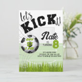 Laten we het schoppen, voetbalfeest, voetbalverjaa kaart (Staand voorkant)