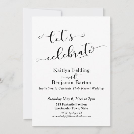 Laten we het script vieren na het huwelijksfeest kaart (Voorkant)