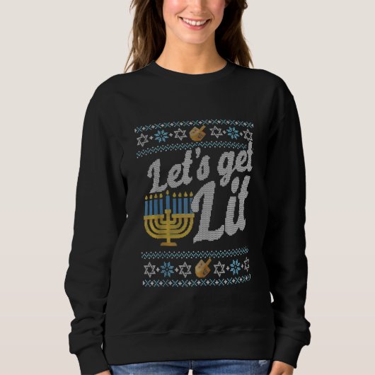 Laten we het Shirt Lit Ugly Hanukkah Channukah hal (Voorkant)