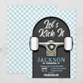 Laten we het skateboard verjaardagsjongens blauw s kaart (Voorkant / Achterkant)