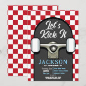 Laten we het skateboard verjaardagsjongens rood sc kaart (Voorkant / Achterkant)