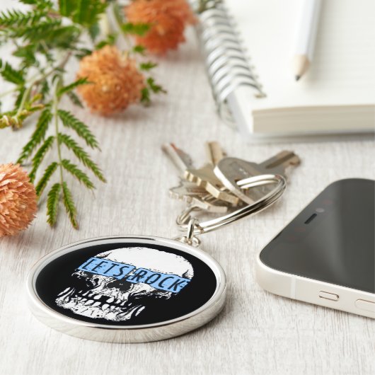 Laten we het Sleutelhanger van Rock Skull Round do (Zijkant)