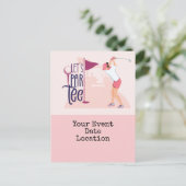Laten we het t-shirt nemen om de date dame golfer  briefkaart (Staand voorkant)