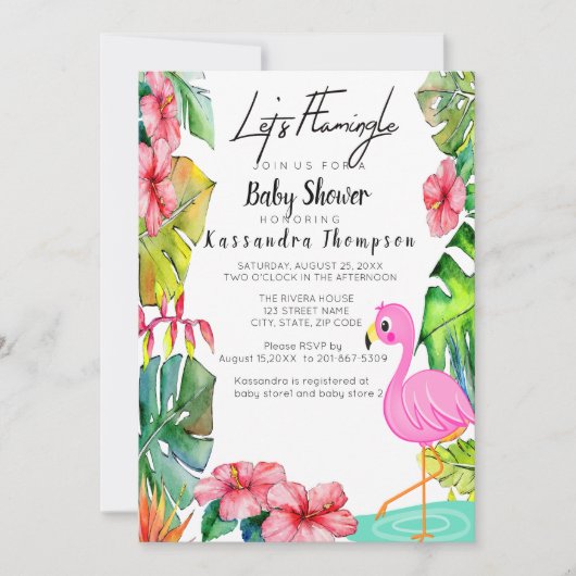 Laten we het tropische Baby shower uitnodigen Kaart (Voorkant)