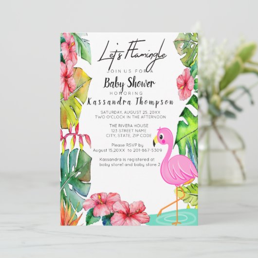 Laten we het tropische Baby shower uitnodigen Kaart (Staand voorkant)