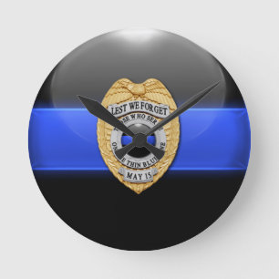 Laten we het vergeten - Thin Blue Line Badge Ronde Klok