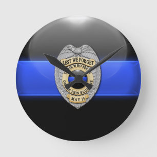 Laten we het vergeten - Thin Blue Line Badge Ronde Klok