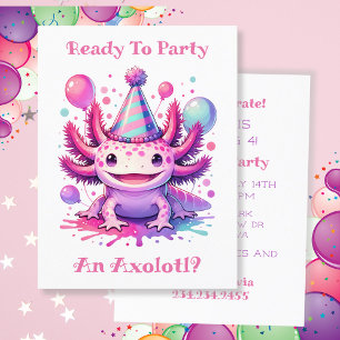 Laten we het verjaardagsfeestje van Axolotl Girl v Briefkaart