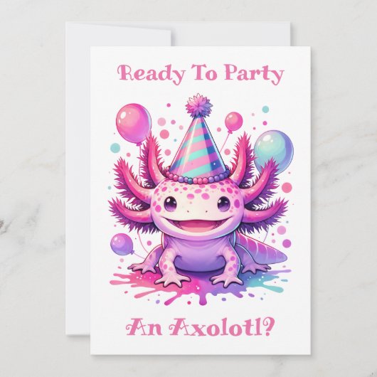 Laten we het verjaardagsfeestje van Axolotl Girl v Kaart (Voorkant)