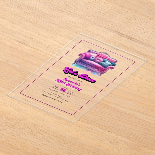 Laten we het verjaardagsfeestje van de disco viere acryl uitnodigingen (Laagn)