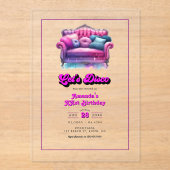 Laten we het verjaardagsfeestje van de disco viere acryl uitnodigingen (Voorkant)