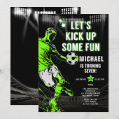 Laten we het verjaardagsfeestje van een leuk voetb kaart (Voorkant / Achterkant)