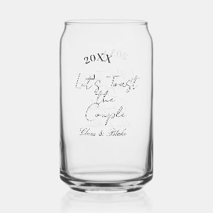 Laten we het verloofde paar toasten bruiloft feest blikvorm glas