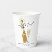 Laten we het Verlovingsfeest van het Koppel Vieren Papieren Bekers (Achterkant)