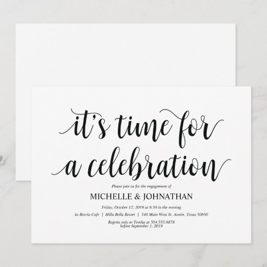 Laten we het vieren, de verlovingsfeest nodigt uit kaart (Voorkant / Achterkant)