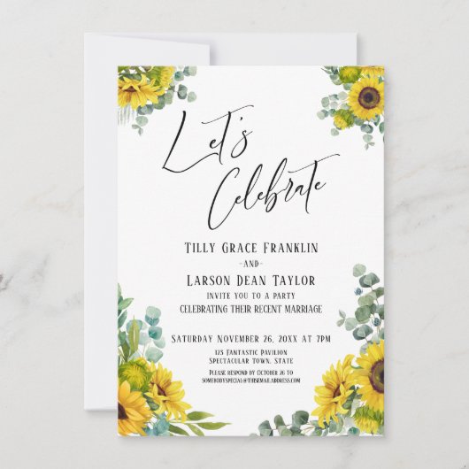 Laten we het vieren Eucalyptus Zonnebloem Ontvangs Kaart (Voorkant)