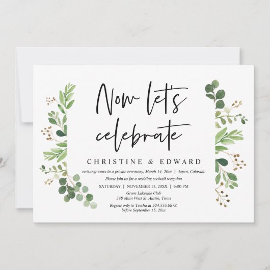 Laten we het vieren, Wedding Elopement Party Kaart (Voorkant)