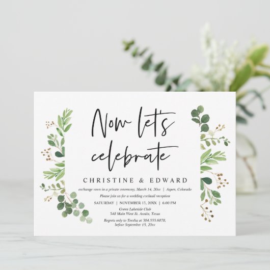 Laten we het vieren, Wedding Elopement Party Kaart (Staand voorkant)