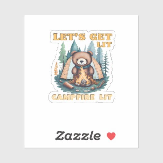 Laten we het vuur aanmaken. Kampvuur leuk. Klassie Sticker (Vel)