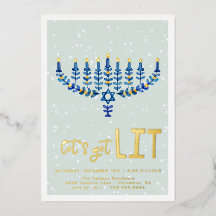 Laten we het vuurwerk doen | Uitnodiging Hanukkah-
