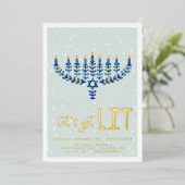 Laten we het vuurwerk doen | Uitnodiging Hanukkah- (Staand Voorkant)