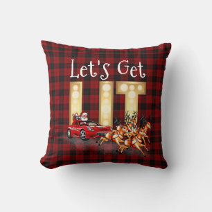 Laten we het vuurwerk maken Kerstman rijdt in een  Kussen