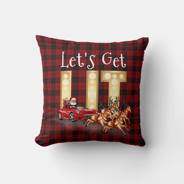 Laten we het vuurwerk maken Kerstman rijdt in een  Kussen (Voorkant)