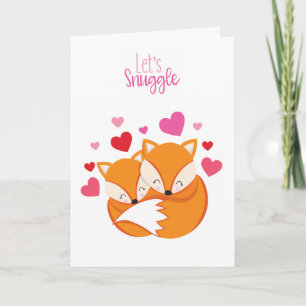 Laten we het Wenskaart van Fox Valentijns knuffele Feestdagen Kaart
