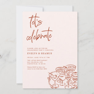 Laten we het Whimsical Doodle Verloving Feest Vier Kaart