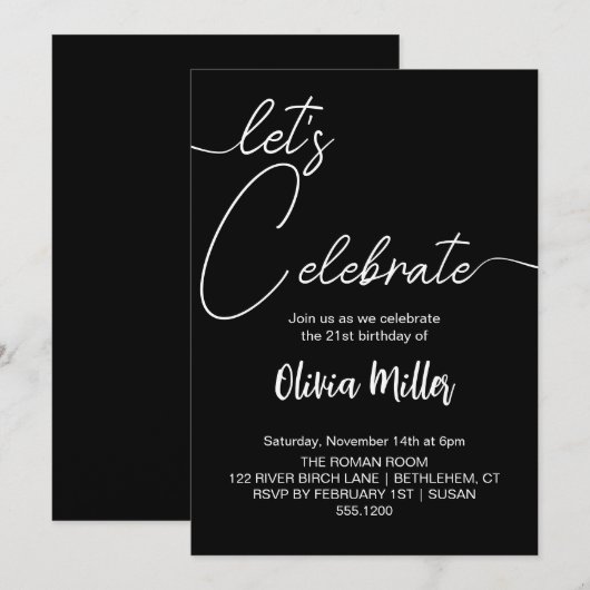 Laten we het zwarte verjaardagsfeest vieren kaart (Voorkant / Achterkant)