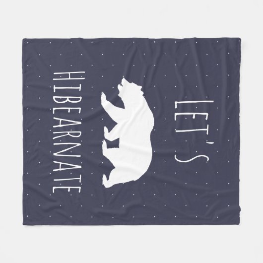 Laten we Hibearnate Wit Beer Silhouet & Micro Dot Fleece Deken (Voorkant (Horizontaal))