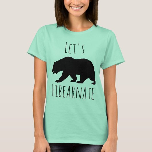 Laten we Hibearnate zwart Beer silhouet T-shirt (Voorkant)