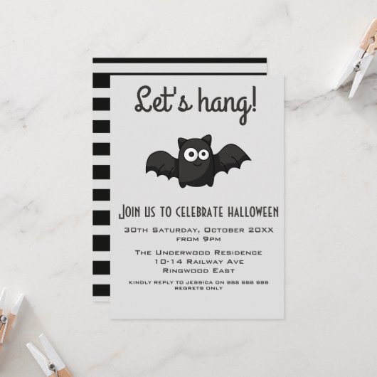 LATEN WE HONGE HALLOWEEN PARTIJ LATEN HALLOWEN KAART (Voorkant / Achterkant in situ)