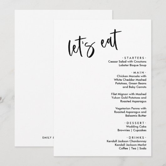 Laten we huwelijksmenu's eten menu (Voorkant / Achterkant)