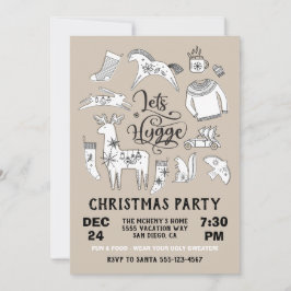 Laten we Hygge Cozy Winter Kerstparty Kaart