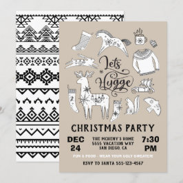 Laten we Hygge Cozy Winter Kerstparty Kaart