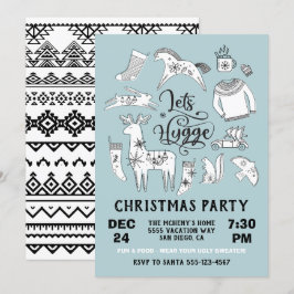 Laten we Hygge Cozy Winter Kerstparty Kaart