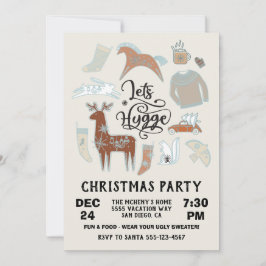 Laten we Hygge Cozy Winter Kerstparty Kaart