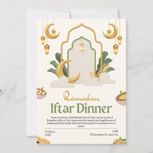 Laten we Iftar vieren! speelse ramadan uitnodiging (Voorkant)