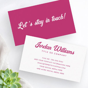 Laten we in aanraking blijven met trendy fuchsia r visitekaartje