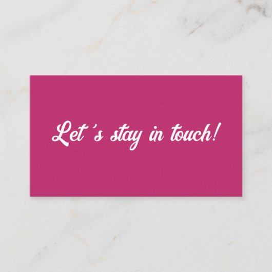 Laten we in aanraking blijven met trendy fuchsia r visitekaartje (Voorkant)