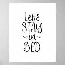 Laten we in bed zwart-wit slaapkamer afdrukken