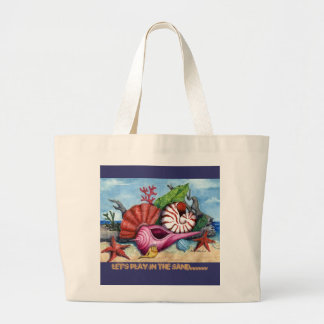 Laten we in de zand spelen..... grote tote bag