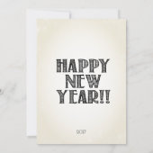 Laten we in het nieuwjaar, de Retro Uitnodiging Ri (Achterkant)