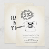 Laten we in het nieuwjaar, de Retro Uitnodiging Ri (Voorkant / Achterkant)