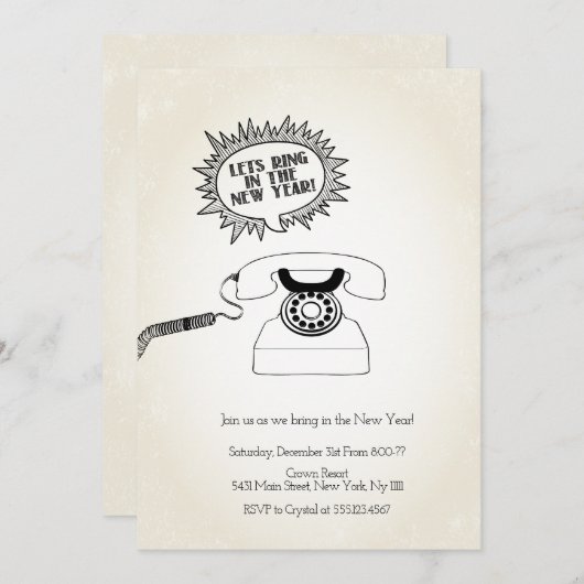 Laten we in het nieuwjaar, de Retro Uitnodiging Ri (Voorkant / Achterkant)