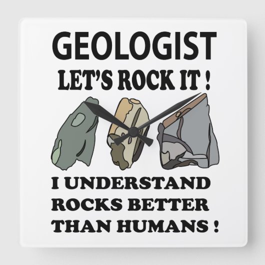 Laten we IT geoloog rocken Vierkante Klok (Voorkant)