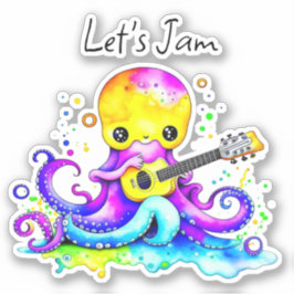 Laten we jammen | Octopus die Akoestische Gitaar s Sticker