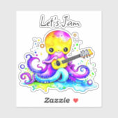 Laten we jammen | Octopus die Akoestische Gitaar s Sticker (Vel)